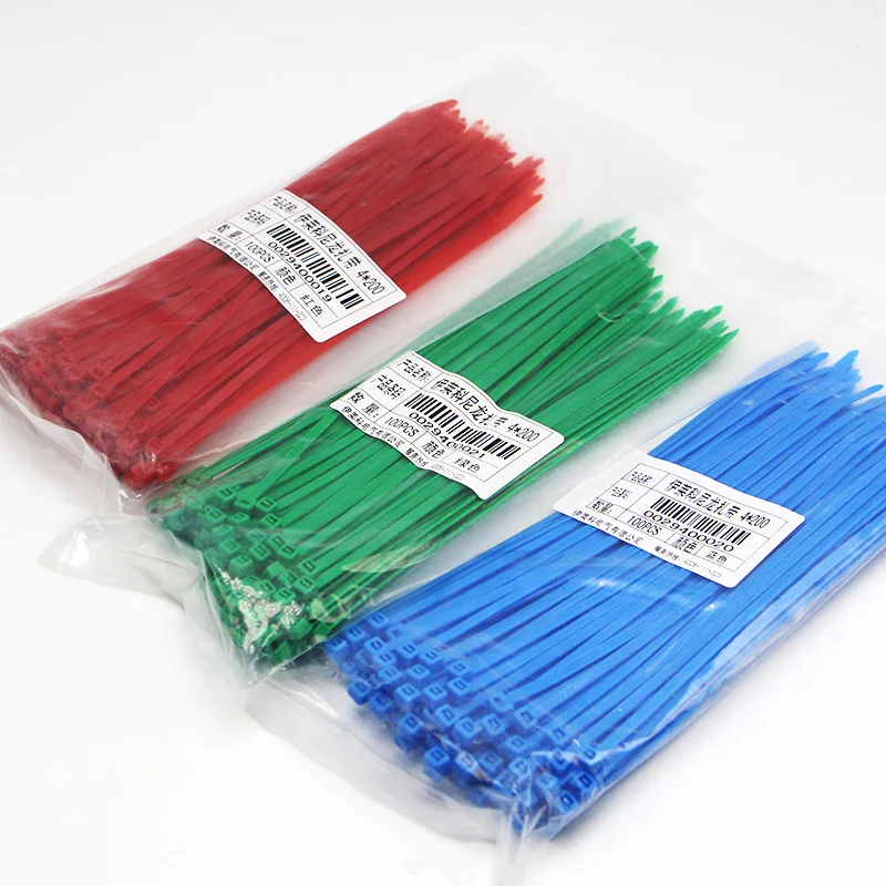 

100 шт./лот 4*200 мм Цветные самофиксирующиеся нейлоновые 66 кабелей (3,6*200 мм)