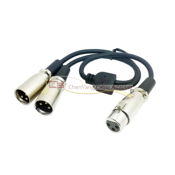 10pcs/3pin XLR Female To Dual XLR Male Audio Splitter Microphone Cable 50cm