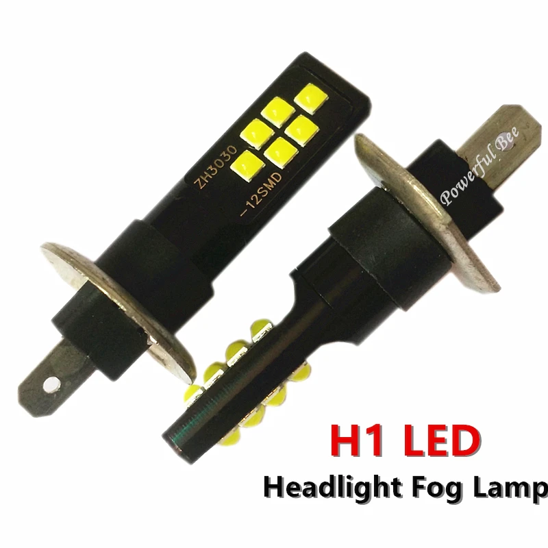 2 x H1 3030 12SMD 24 Вт Мощный холодный белый 1200LM светодиодный автомобильный фонарь для противотуманных фар DRL лампа для peugeot 206 307 607