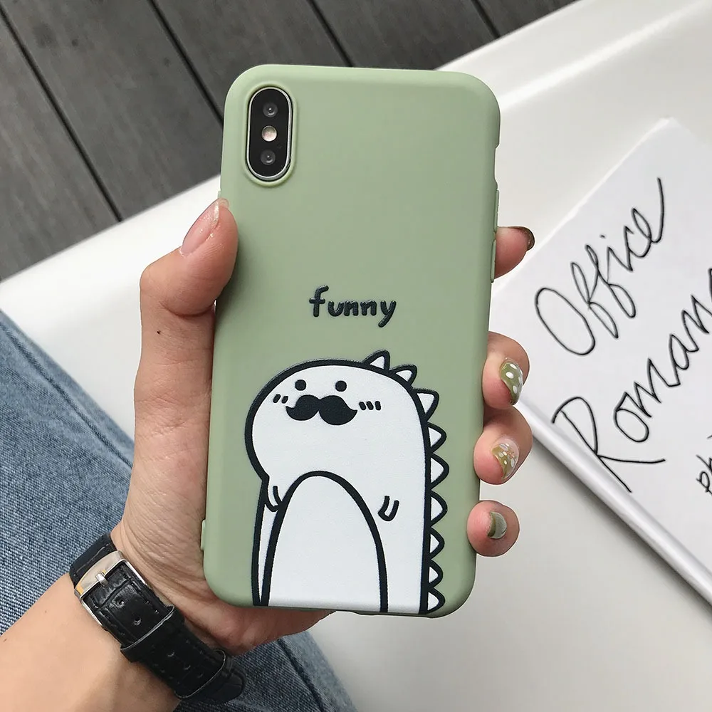 KISSCASE милый чехол для телефона с динозавром iPhone X XS XR Max рисунком 8 7 6S 6 Plus 5S SE 5 мягкий