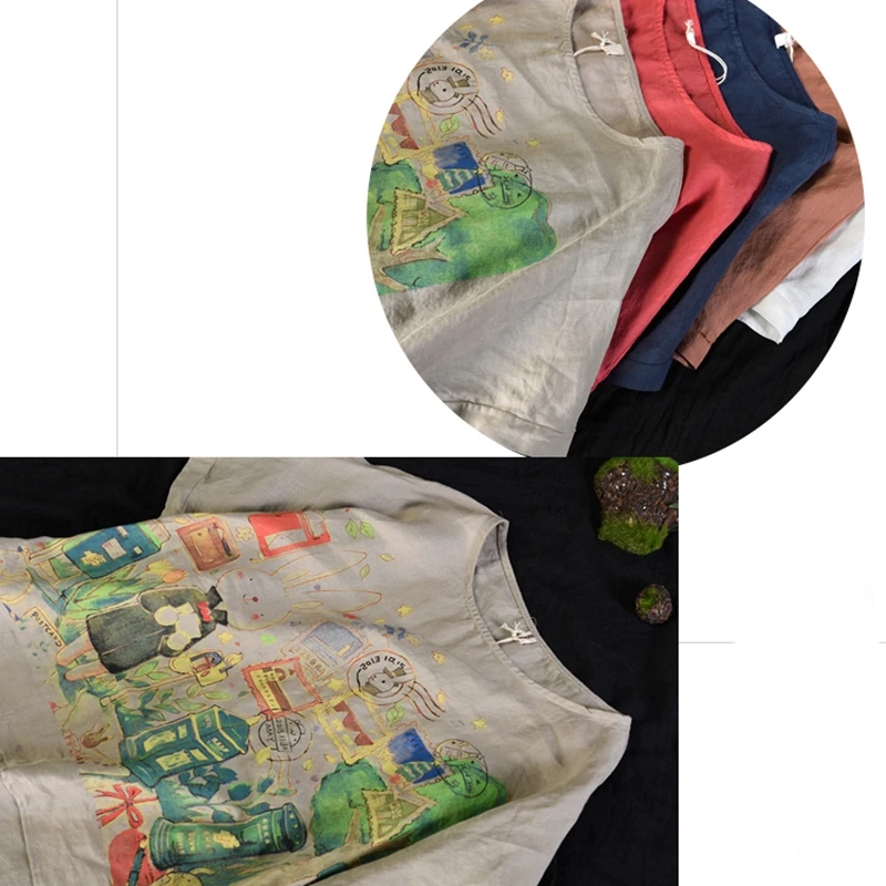 Chinese Style Clothing Women Cotton Linen Summer Loose Short Front Literary Blouse Vintage Shirt Ladies Tops TA1375 | Тематическая