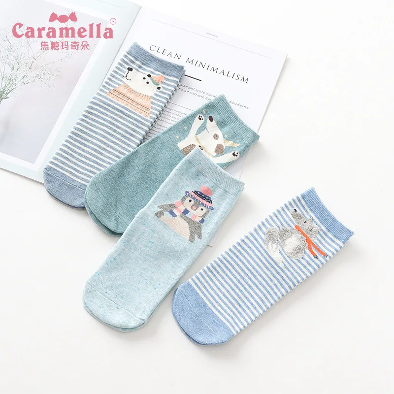 2018 г. осенние женские Носки подарочной упаковке 4 пары в Корейском стиле хлопок