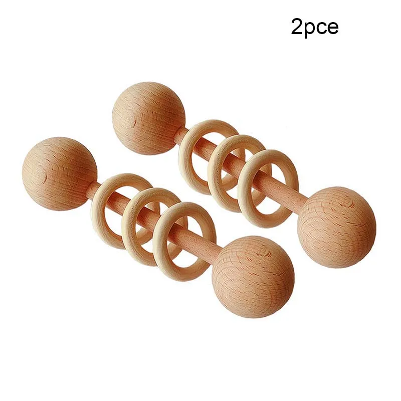 

1Pair Wood Baby Rattles Toy Grasping Teething Toys for Toddlers Newborn AN88