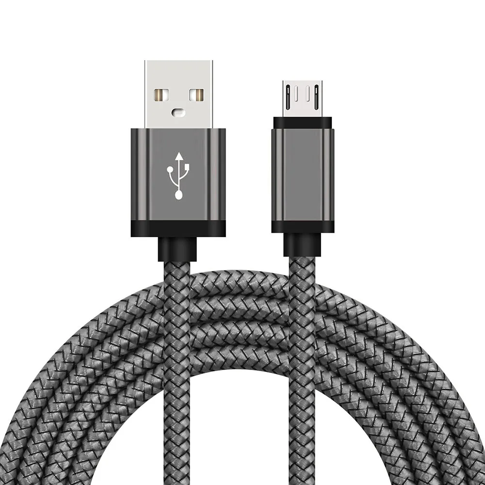 Grey Новинка, 10 футов, микро USB, быстрое зарядное устройство, синхронизация данных, передача, сильный плетеный вязаный кабель для Android, samsung S7 S6 S4 S3 Note 5 4 2 - Тип штекера: Grey
