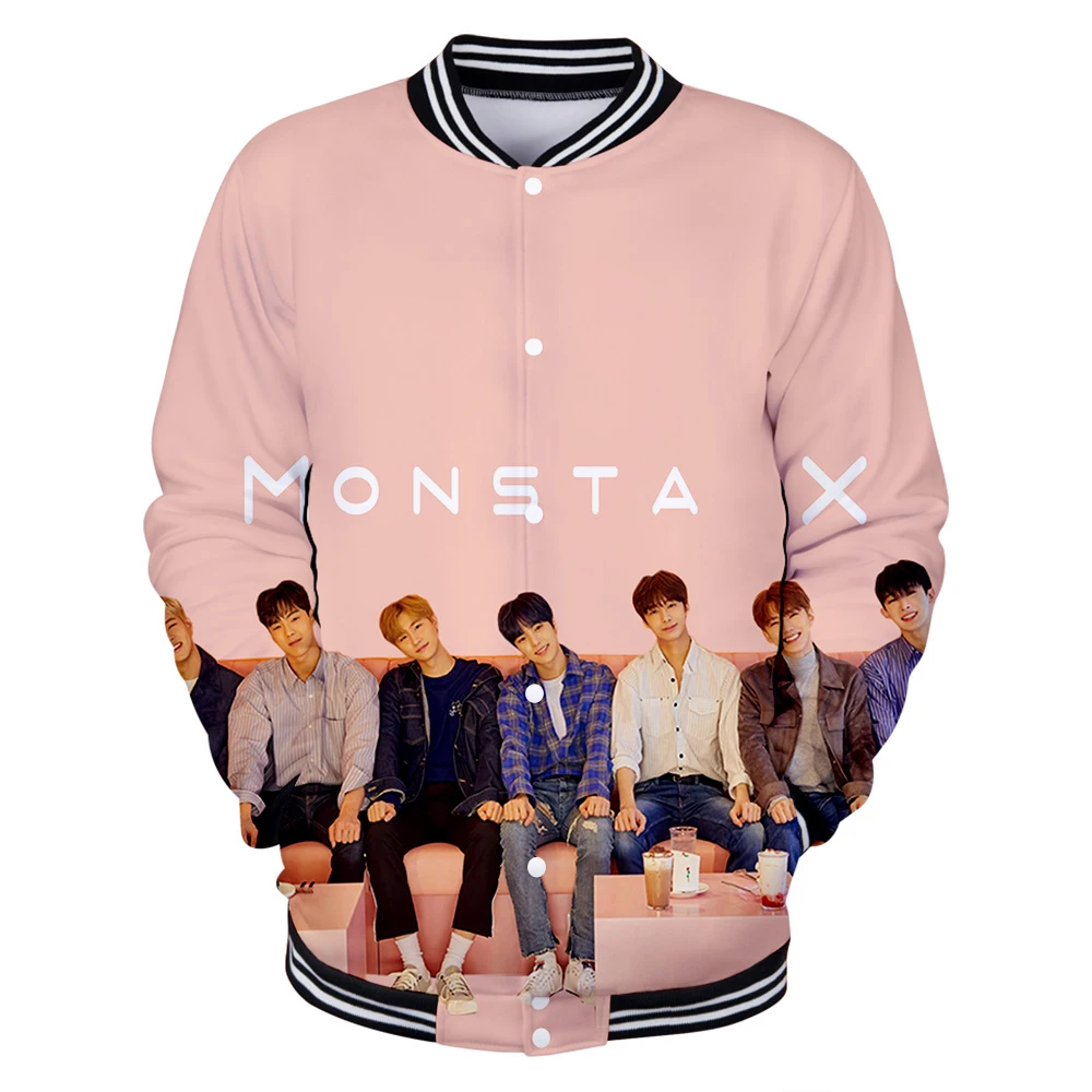Женская Повседневная куртка в стиле хип-хоп MONSTA X повседневная Корейском с 3D XXS-4XL
