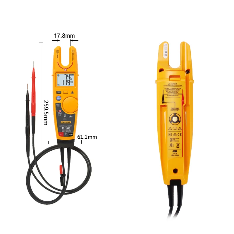 Fluke T61000 бесконтактные Клещи для измерения напряжения вилка Вольтметр Амперметр с