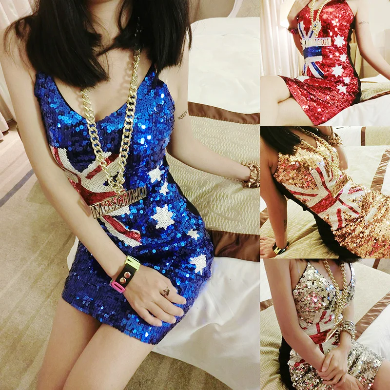 Лидер продаж платье с блестками и австралийским флагом на поясе костюм для