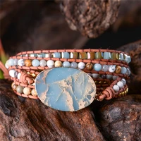 natural stone bracelet boho 5x leather friendship wrap bracelet jewelry bohemian bracelet drop shipping