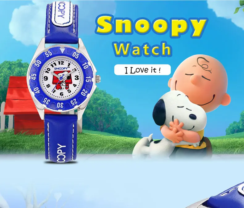 Snoopy детские часы повседневные модные милые крутые кварцевые наручные часы для мальчиков водонепроницаемые
