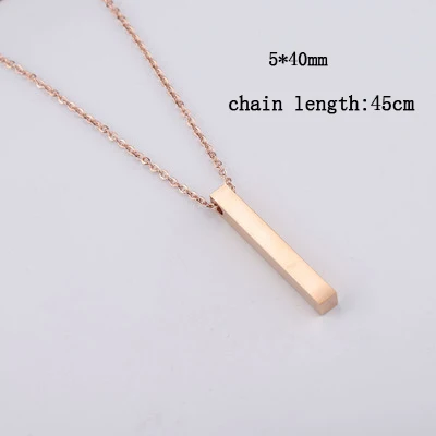 5x40mm rosegold Серебряное/золотое/розовое золото ожерелье из нержавеющей стали заявленное Пустое имя пластины кулон и ожерелье зеркальное полированное 5 шт - Окраска металла: 5x40mm rosegold