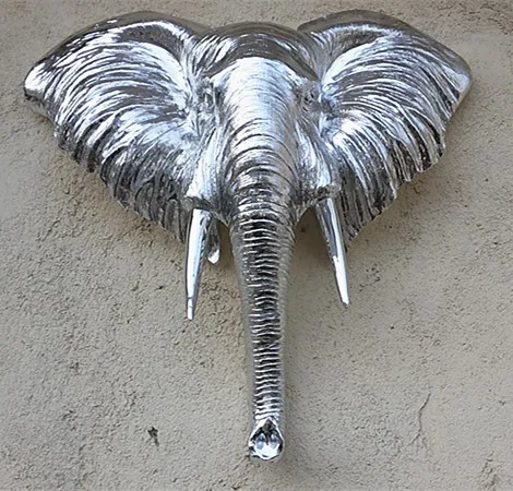 

sales Pure New arrival Quality luxury home decoration animal head wall lucky beijingqiang decoration silver