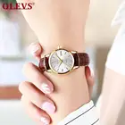 Часы женские OLEVS, кварцевые, водонепроницаемые, с кожаным ремешком