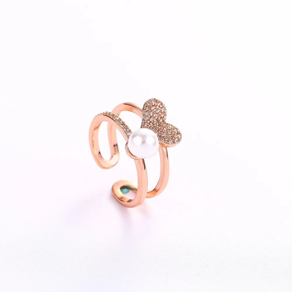 Bague Ringen,, модные 925 пробы серебряные кольца, двухслойные циркониевые жемчужные кольца для любви, обручальные ювелирные изделия для женщин