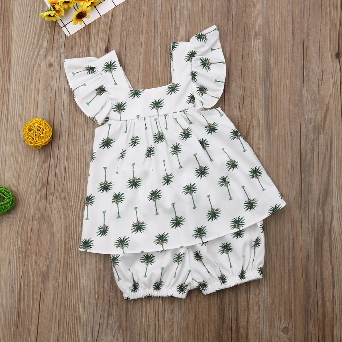 Летняя одежда для маленьких девочек топ без рукавов с принтом шорты штаны милый