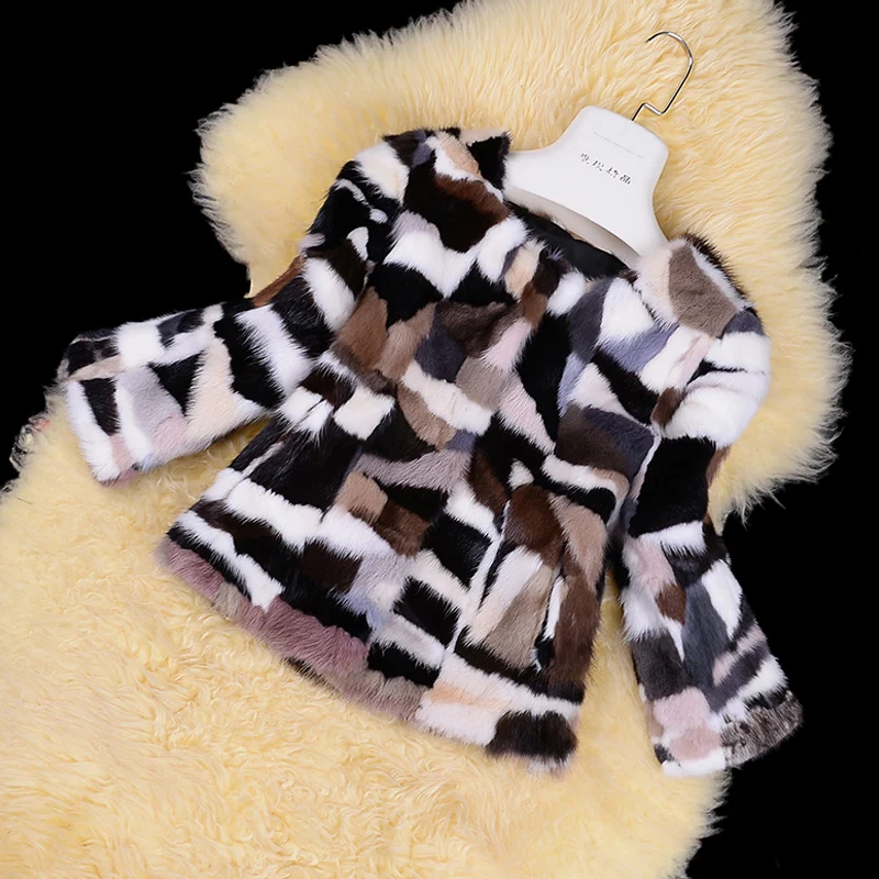 

Multi colorful block color natural mink fur jacket women O neck short style real mink fur coat outerwear 2019 autumn winter
