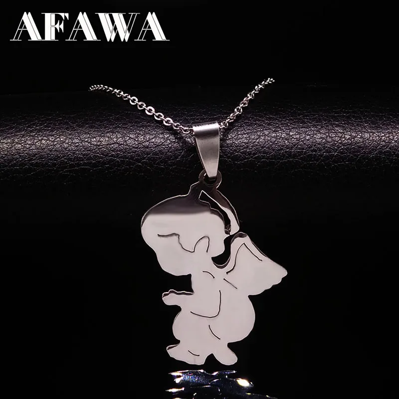 Ожерелье из нержавеющей стали с изображением милого ангела для женщин и