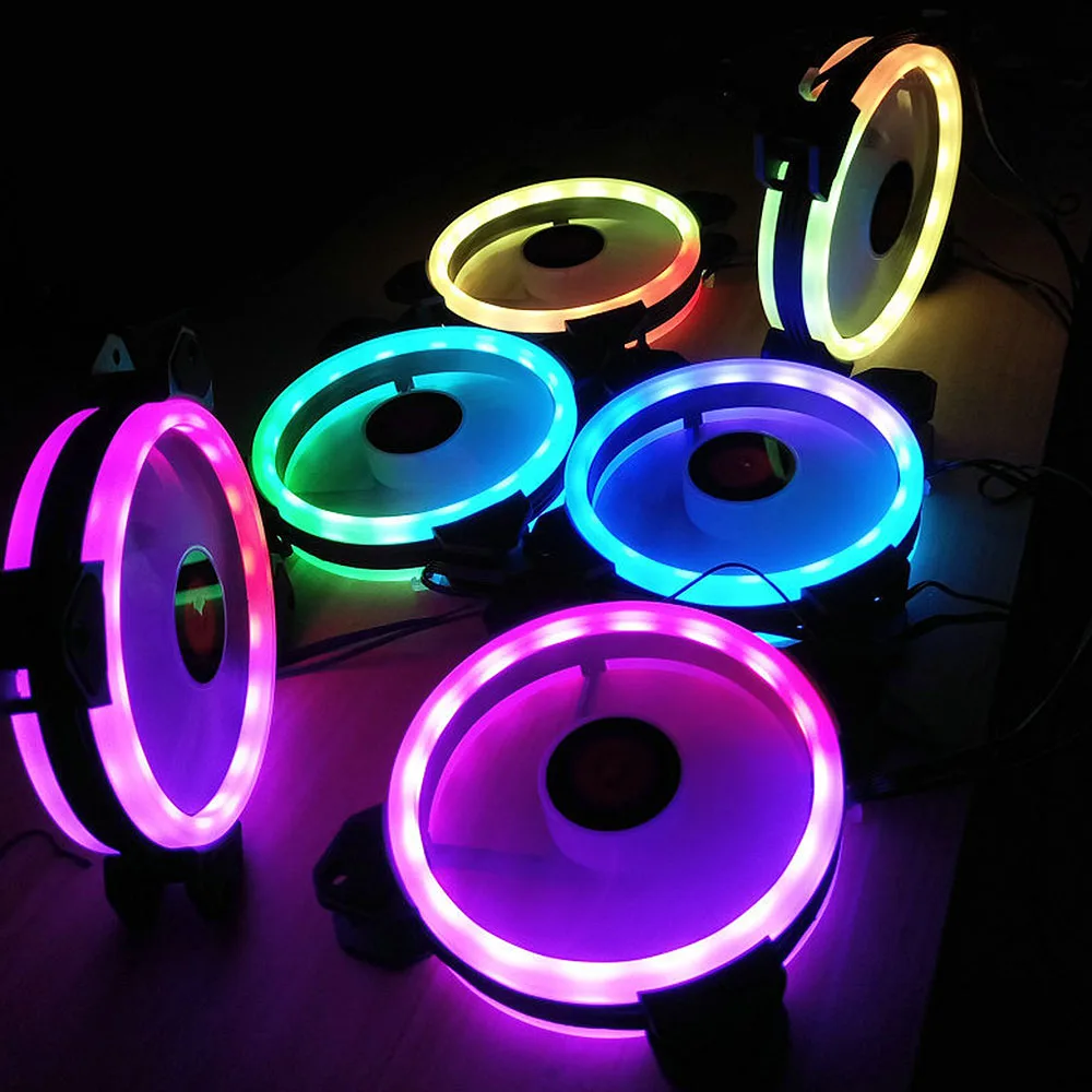 Горячая RGB шасси вентилятор 12 см настольный вентилятор охлаждения цветной компьютер кулер бесшумный вентилятор