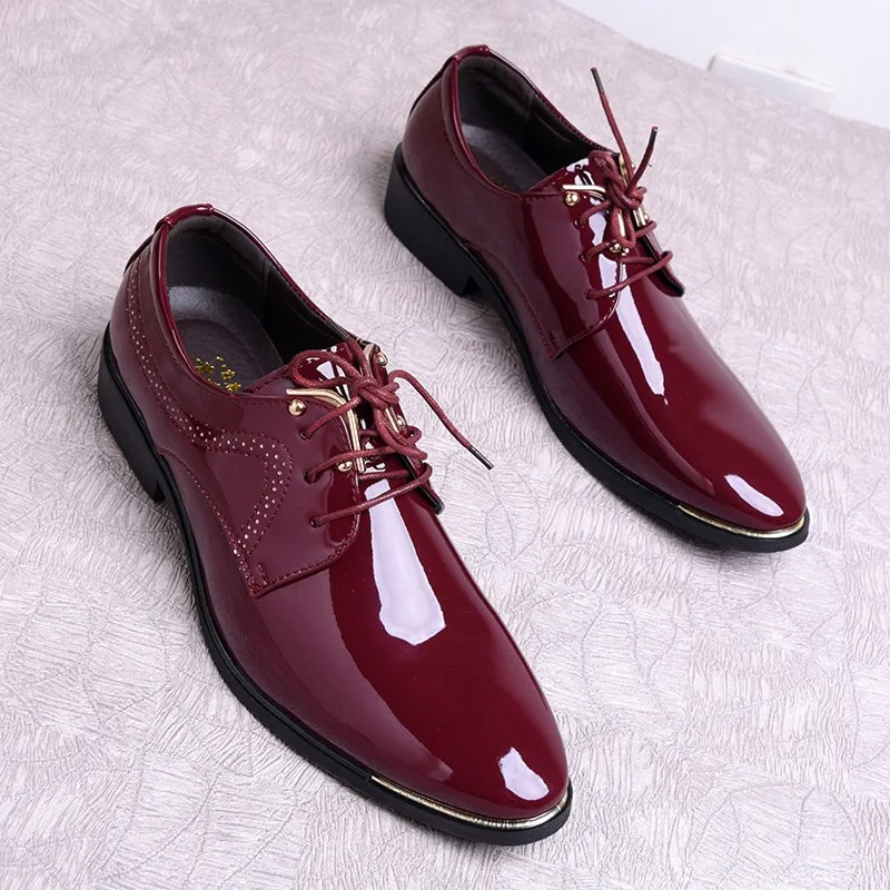 

Classic Business Office Formal Leather Shoes Men Pointed Toe Dress Shoes Metal Mens Elegant Party Wedding Dress Shoes 2018