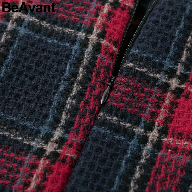 BeAvant/комплект из двух предметов красное клетчатое твидовое платье костюм с