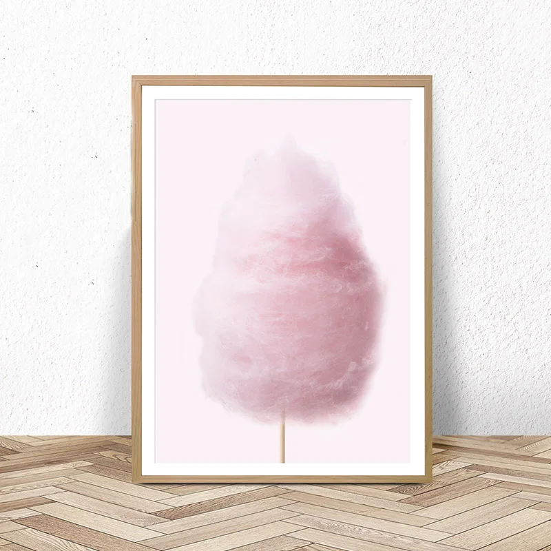 Скандинавский холст художественный принт милый розовый Зефир мороженое для