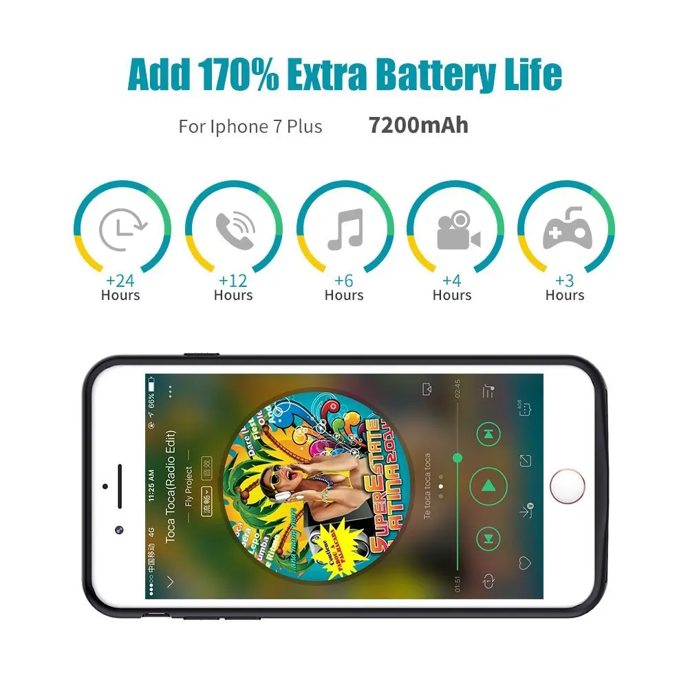 Внешний Умный Магнитный чехол-бампер из ТПУ для iPhone 6, 7, 8 Plus с USB стеклом