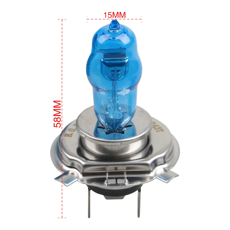 

2PC 100W H4 Car Halogen Fog Light HeadLight DRL HOD Lamp Dark Blue Glass Replacement Bulbs Super bright 6000K white