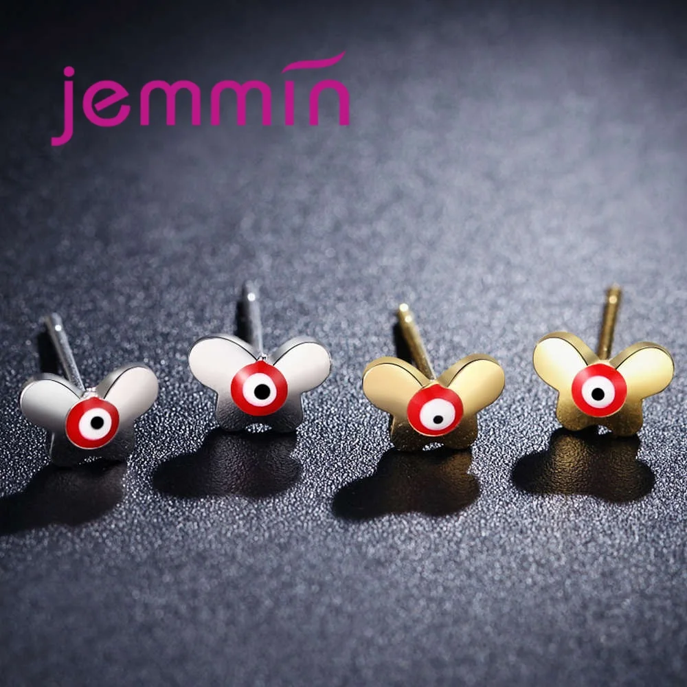 Милые маленькие эмалевые серьги гвоздики с глазами новый дизайн золотистый и