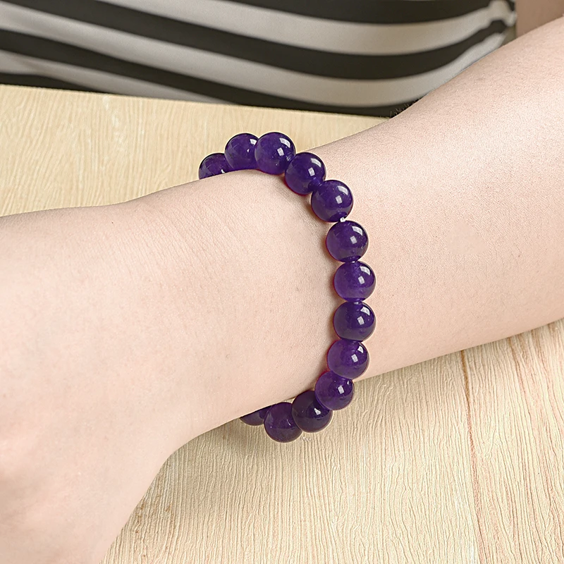 Natural stone bracelet men and women with the same Purple beads 10mm fashion wear jewelry | Украшения и аксессуары