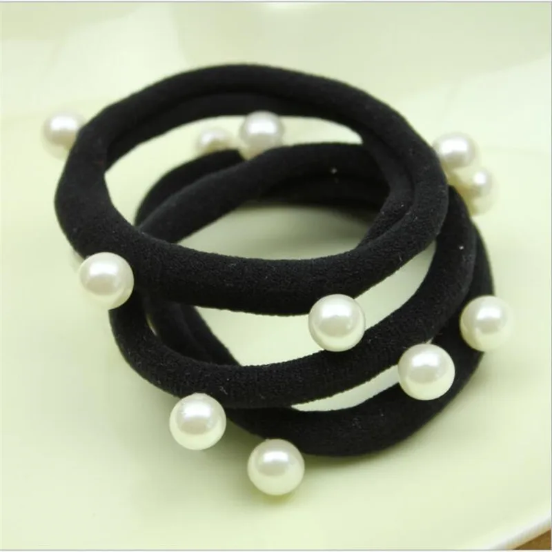 Fashion Rivet Hair Bow Accessories Elastic Bands Towel Ring Crystal Pearl Polyester Headband Women Girl Scrunchy Accessory |