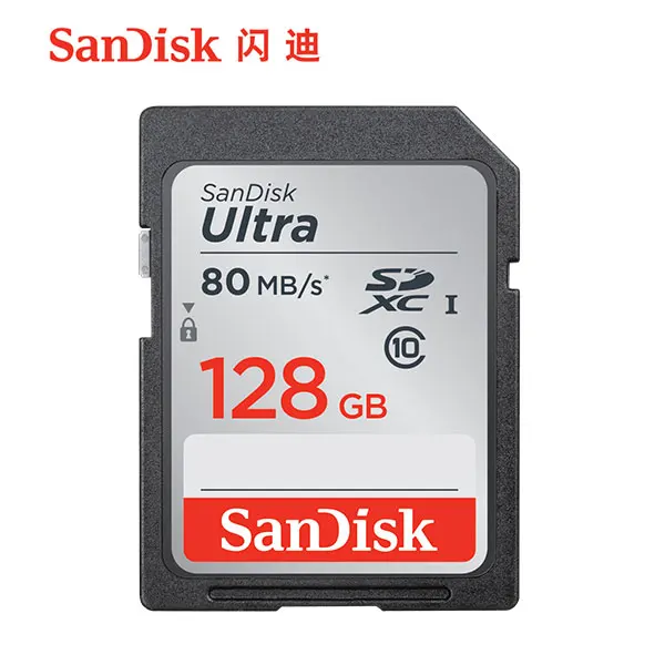 Двойной Флеш-накопитель SanDisk Ultra разъем для SD карты со шлейфом 8 Гб оперативной памяти, 16 Гб встроенной памяти, 32 ГБ SDHC 64 Гб 128 256 SDXC Class10 слот для карт памяти C10 R80mb/s USH-1 Поддержка для Камера - Емкость: 128GB class10 SD