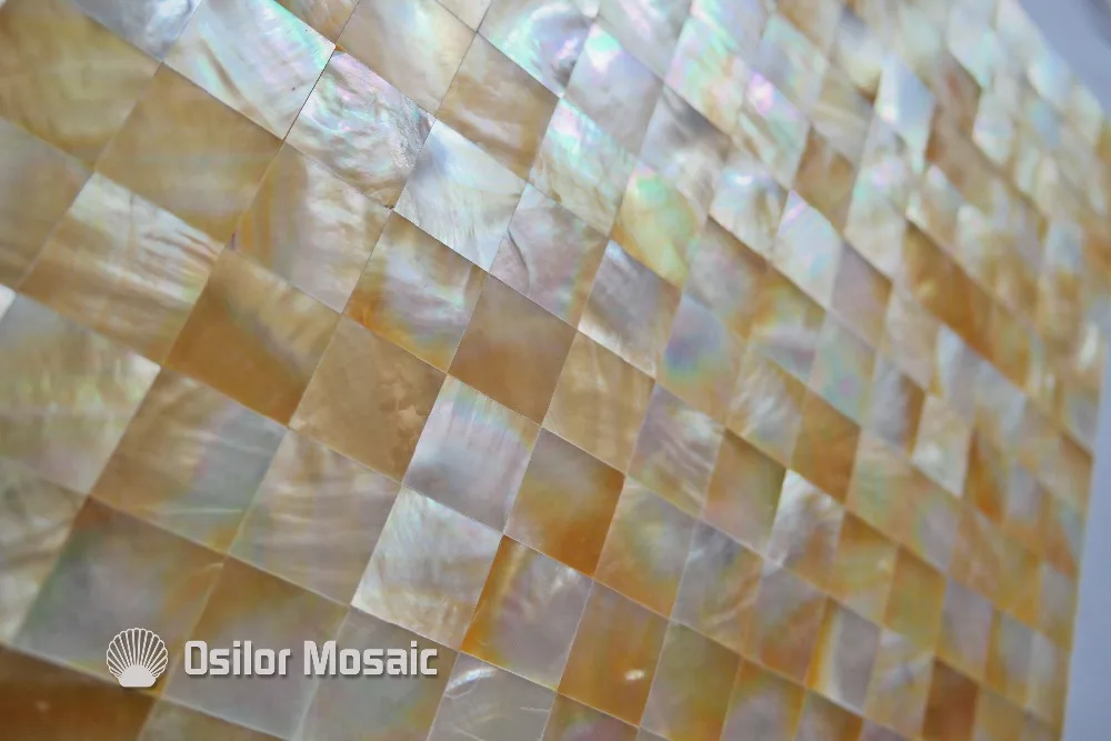 Бесплатная доставка 100% Морская ракушка желтая перламутровая мозаичная плитка