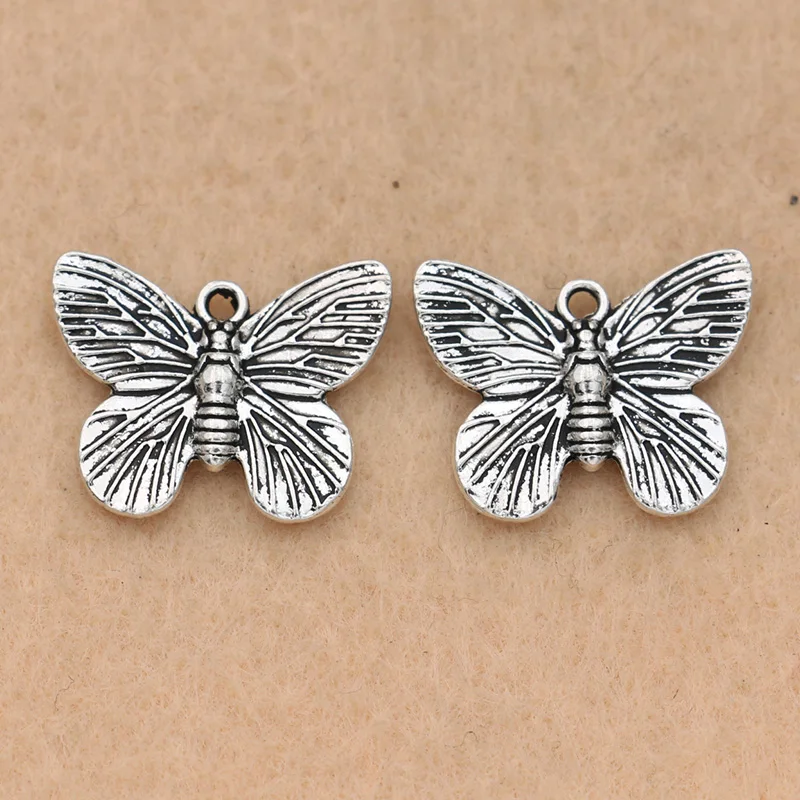 

10pcs Tibetan Silver Plated Butterfly Charms Pendants Jewelry Diy Jewelry Making Bracelet Findings 13x13mm