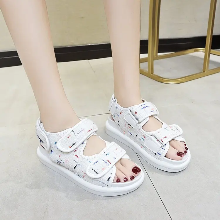 Женские босоножки на плоской подошве удобные дышащие сетчатые Нескользящие