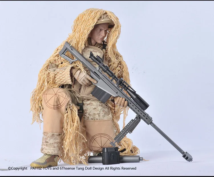 Моделирование военный 1:6 масштаб Снайпер Фигурки кукла 12 дюймов армейские солдаты с снайперской винтовкой Пустыня Ghillie костюм модель игрушки