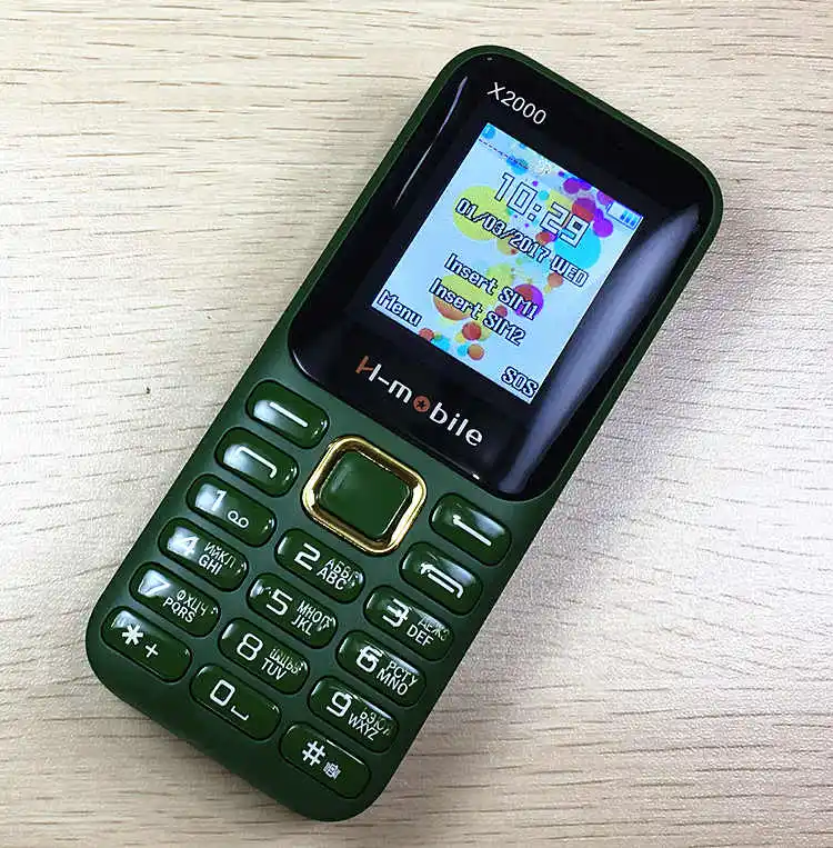 green 1," экран Две sim-карты двойной режим ожидания большой 3D звук мобильный телефон H-Mobile X2000 телефон французский русский язык Русская клавиатура - Цвет: green