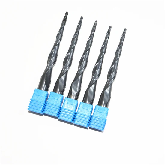 5 pieces D12* R1.5* 80C* 120l-фрезерный станок с ЧПУ, Tialn с конической шаровой головкой, сферическая деревообрабатывающая фреза, конусный Деревянный инструмент - Длина режущей кромки: 5 pieces