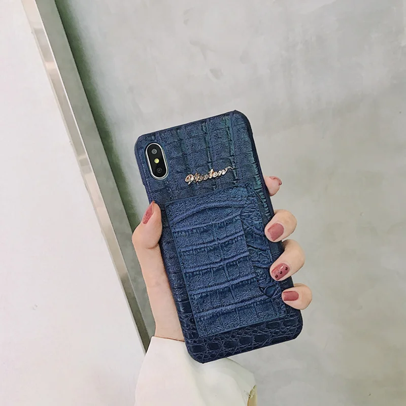 Blue Крокодиловый узор карта все включено анти-капля чехол для телефона для iphone 11 Pro Max 11 Pro 11 XS Max XS XR X 6 6S 7 8Plus - Цвет: Blue
