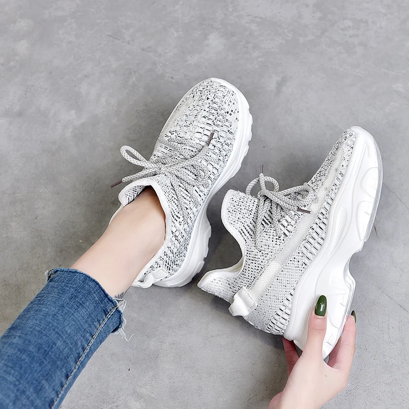 Женские кроссовки визуально увеличивающие рост на 7 см сетчатые дышащие