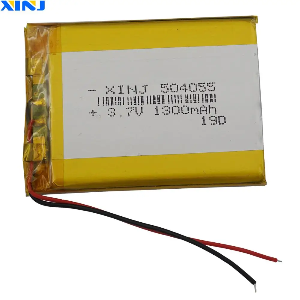 

XINJ 10pcs 3.7V 1300mAh Polymer Li Lithium Battery Lipo Cell 504055 For MP3 Camera E-Book Driving Telephone Watch Tablet PC