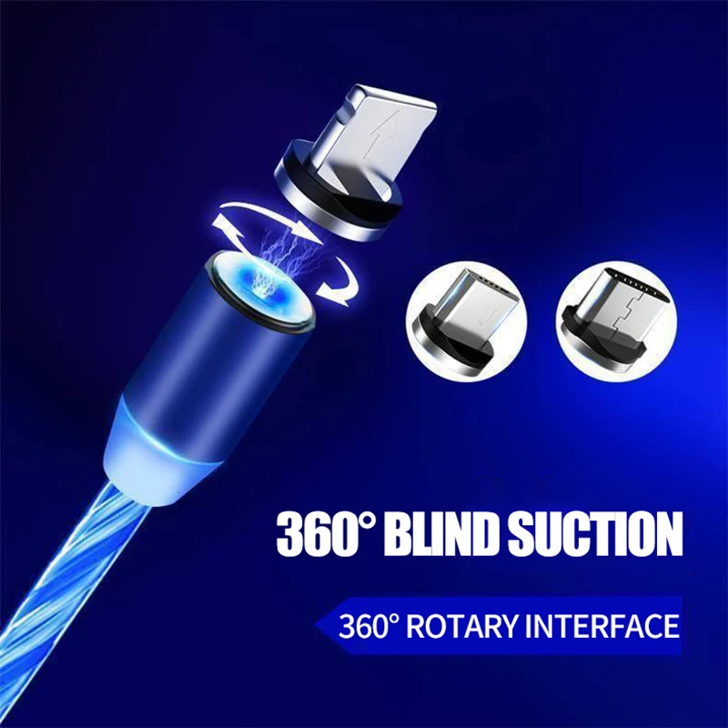 Светодиодный магнитный кабель Micro USB для быстрой зарядки, кабель usb type C для iphone 11 Pro Max, huawei P30 Pro, волшебный светильник, кабель для зарядки