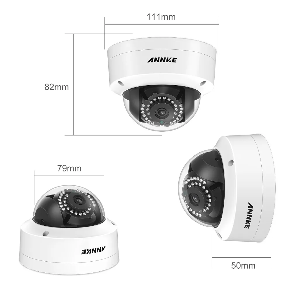 ANNKE 4 шт. 2MP HD POE безопасности IP купольная камера 30 м инфракрасное ночное видение с