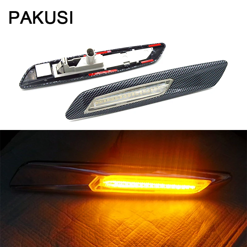 

PAKUSI Car LED Fender Side Turn Signals & LED Marker Light Carbon Fiber styling For BMW E60 E61 E81 E82 E87 E88 E90 E91 E92 E93