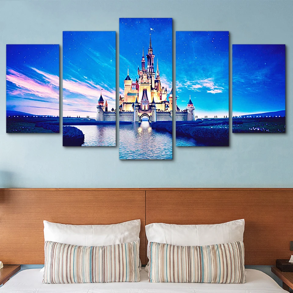 

5pcs/set,diy,Full,square,Diamond Painting,Stitch Cross,5 Panel movie Castle landscapes Diamond Embroidery Bedroom decor art