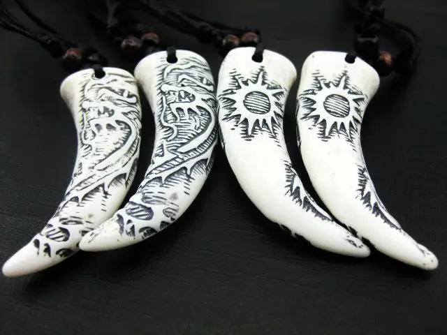 

8 PCS Faux Bone Powder Resin Chinese Dragon Head TOTEM Necklace
