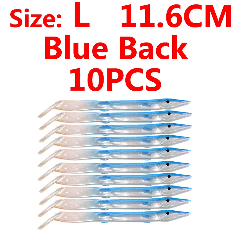 blue back L 10pcs 10 шт., приманка для рыбной ловли в соленой воде, приманка для рыбной ловли, Мягкая приманка для рыбной ловли, приманка для рыбной ловли, приманка для рыбной ловли Сабики, лумо, белый, розовый, зеленый, красный цвет - Цвет: blue back L 10pcs