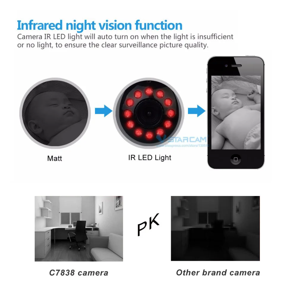VStarcam IP камера WiFi Аудио CCTV объектив удаленного наблюдения открытый 720P Крытый