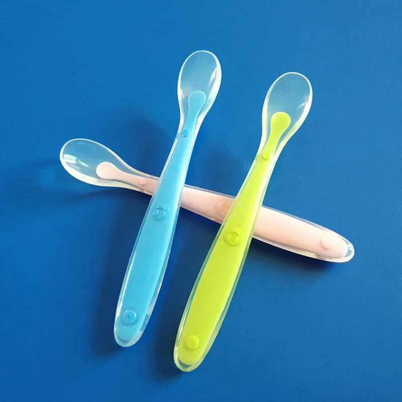 

Baby Soft silicone feeding spoon baby Spoon Safety Tableware Infant Learning Spoons