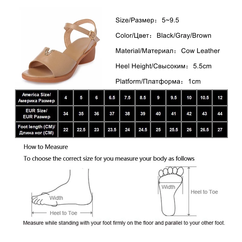 Maigin Cow Leather Women Sandals 2018 New Peep Toe Genuine Block Heel Summer Shoes Buckle Ladies | Обувь