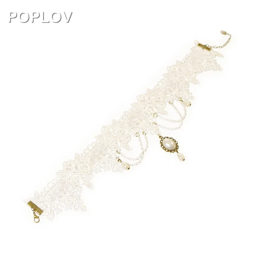 Модные жемчужно белые кружевные бархатные колье для женщин готическое ожерелье