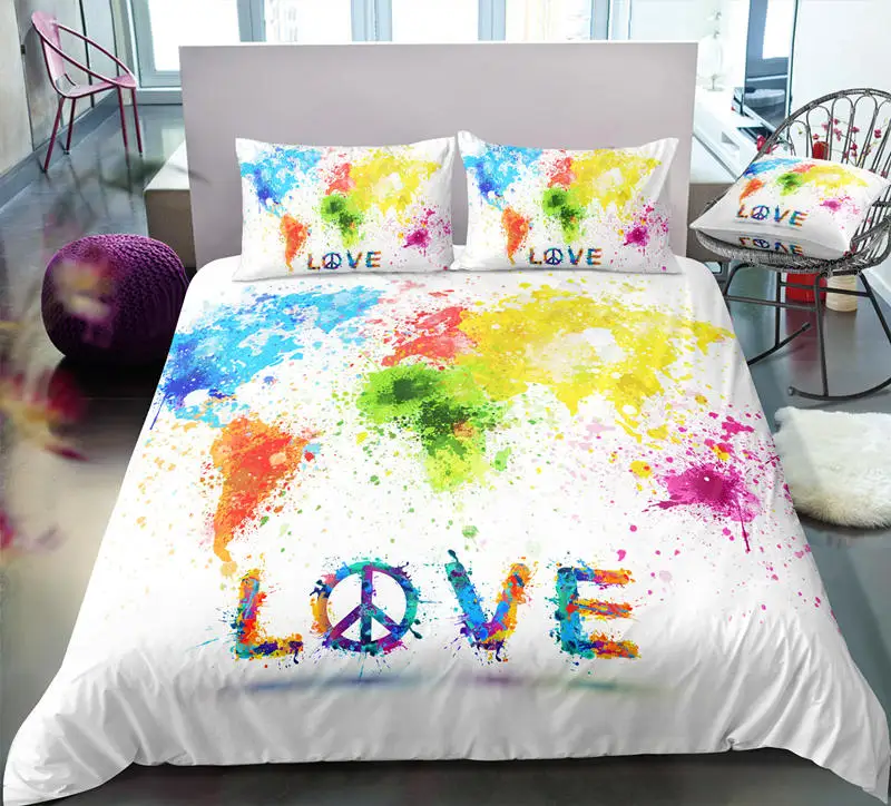 7 3D World Map Geography Pattern Printing Duvet Cover With Pillowcases Twin/ Queen/ King Bedding Set - Цвет: 7